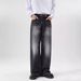 Men's High Street Style Distressed Straight Leg Flared Jeans Three Dimensional Patchwork Retro Washed Niche Design Spring Summer_mkmklike.com