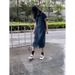 Young Hong Kong Style Chic French Blue Denim Polo Collar Dress For Women In Summer 2025_mkmklike.com