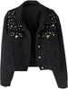Women's European Style Cross Border Denim Jacket Beaded Rhinestone Embellished Trendy Student Loose Fit Coat_mkmklike.com