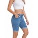 Fashionable Women's Stretch Mid-Rise Jeans Embroidered Rolled Hem Five Point Waist Casual Cotton Denim Spring/Autumn Summer_mkmklike.com