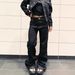 Plus Size Rhinestone Embellished Jeans For Women – High Waisted Straight Leg Denim Pants With Vintage Wash (Fall Streetwear Collection)_mkmklike.com