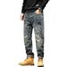 Men's Clothing Street Fashion Brand Loose Ripped Patch Jeans Men's Spring And Autumn New Retro Distressed Harem Tapered Trousers_mkmklike.com
