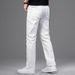 White Jeans Men's Trendy Straight Leg Loose Casual Long Pants Summer New Thin Elastic Business Outfit_mkmklike.com