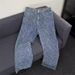 Men's Retro Jacquard Letter Print Flared Jeans - Vintage High Street Straight Leg Pants, Cleanfit Casual Denim With Curved Hem_mkmklike.com