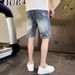 Men's Clothing Casual Straight Trousers Half Pants Five Point Pants Ripped Denim Shorts_mkmklike.com