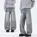 Distressed Star-Print Jeans For Men – Deconstructed Wide-Leg, Asymmetrical "Scimitar" Hem, Streetwear Statement Piece_mkmklike.com