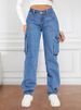K New Retro Mid Waist Multi Pocket Workwear Jeans For Women's Casual Straight Leg Pants_mkmklike.com