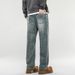 American Retro Spring Jeans, Men's Straight Harlan Loose Trendy Brand Washed Double Craft Middle Waist Youth Large Size_mkmklike.com
