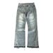 Vintage Washed Distressed Embroidery Jeans High-Street Style Relaxed Straight-Leg Fit For Men & Women Blue Black Cotton_mkmklike.com