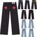 Y2K Women's Straight Leg Jeans Personalized Lucky Star Texture Retro Baggy Jeans Stylish High Street Willow Nail Low Waist Jeans_mkmklike.com