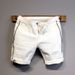 Men's Slim Fit Patchwork Denim Shorts Casual Streetwear 5 Inch Inseam Stretch Comfort Summer White And Black_mkmklike.com