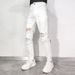 Men's Clothing Spring And Summer New High Street Hole Jeans Men's Pants Slim Small Straight Black Beggar White Hip Hop Pants_mkmklike.com
