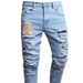 Men's Slim Fit Stretch Ripped Jeans - Distressed Blue Denim Pants With Streetwear Style (73% Cotton, Mid-Rise, Sizes 30-38)_mkmklike.com