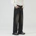 Nordmann Black Gray Jeans Men 2025 New Trendy Brand Vintage Washed Straight Loose Wide Leg High Street Casual Pants_mkmklike.com