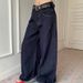 ELLE American Retro Dark Blue Wide-Leg Jeans For Women, Autumn Winter 2024 New High-Waisted Loose Draped Floor-Length_mkmklike.com