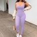 Women's Solid Color Sleeveless Vest Romper Thread Square Neck Backless Hip Lift Slim-fit Romper_mkmklike.com