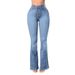 Women's Clothing High-Waisted Women's Stretch Jeans Wide Leg Stretch Denim Flared For Formal & Casual For Women_mkmklike.com