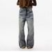 Unisex Distressed Slim Fit Wide Leg Jeans High Waisted Retro Straight Leg Cotton Pants For Autumn/Winter Casual Style_mkmklike.com