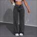 Women's Clothing Vintage Straight Leg Jeans For Women - Classic Mid Rise Denim Pants (Smoke Gray/Light Blue)_mkmklike.com