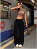 Women's Wide Leg Jeans Trendy High Waist Stretch Denim Pants For Work & Casual (Sizes 25-32, Black Wash)_mkmklike.com