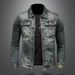Men's Clothing New High End Distressed Lapel Retro Denim Jacket Slim Fit Handsome Versatile Jacket_mkmklike.com
