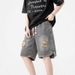 Men's Clothing High Street Ripped Denim Shorts Men's Loose Straight Washed Old Fashioned Versatile Sports Casual Shorts_mkmklike.com