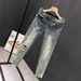 Men's Distressed Slim-Fit Jeans – Stretch Denim Cropped Pants With Ripped Details For Casual & Streetwear (Blue, Sizes 28-36)_mkmklike.com