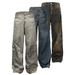 Unisex High Street Distressed Jeans Loose Straight Leg Trousers Dirty Wasteland Style Chinese Streetwear Brand Couple's Clothing_mkmklike.com