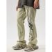 Men's Retro High Street Washed Distressed Slim Fit Jeans Flame Shadow Flared Pants Trendy Style_mkmklike.com