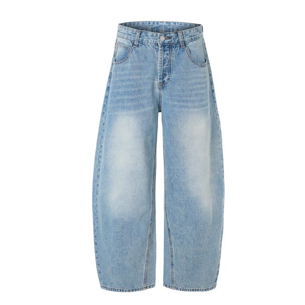 Washed Vintage Scimitar Jeans For Men Punk Street Style Loose Wide-Leg Floor-Length Pants_mkmklike.com