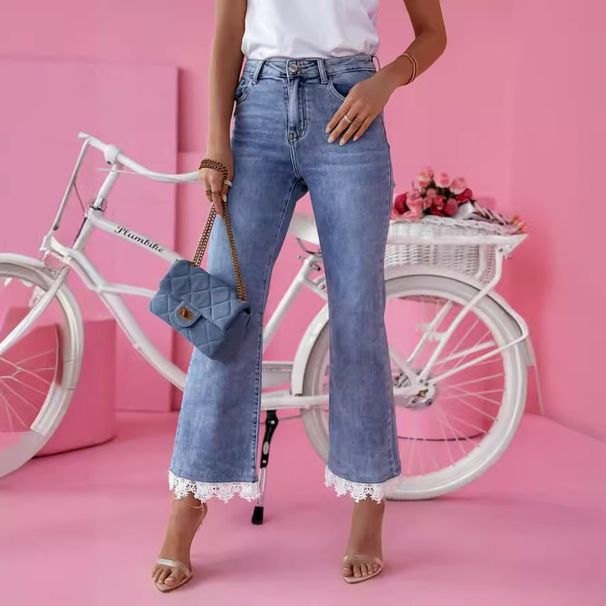 Women's Clothing Jeans Women's Small Fresh Leg Lace Pants_mkmklike.com