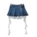 Denim Skirt Women 2025 Spring And Summer American Punk Irregular Lace Splicing Design Slim A Line Skirt Trend_mkmklike.com