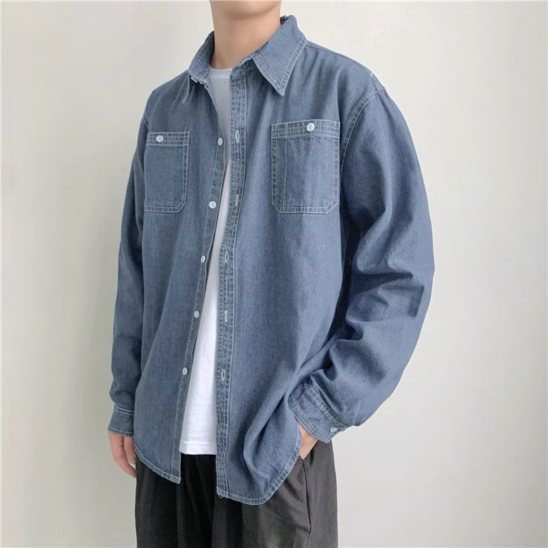 Northfold Denim Long Sleeve Ins Spring Autumn Trendy Men's Matching Turn-down Collar Shirt Japanese Harajuku Style Casual Jacket_mkmklike.com