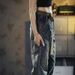 Men's Japanese Retro Style Loose Fit Casual Pants mid Waist Straight Leg Stretch Business Workwear Durable Washed Blue Jeans_mkmklike.com