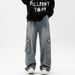Men's Retro Blue Cargo Jeans High Street Style Loose Wide Leg Straight Leg Pants Multiple Pockets Casual Long Trousers Autumn Winter_mkmklike.com