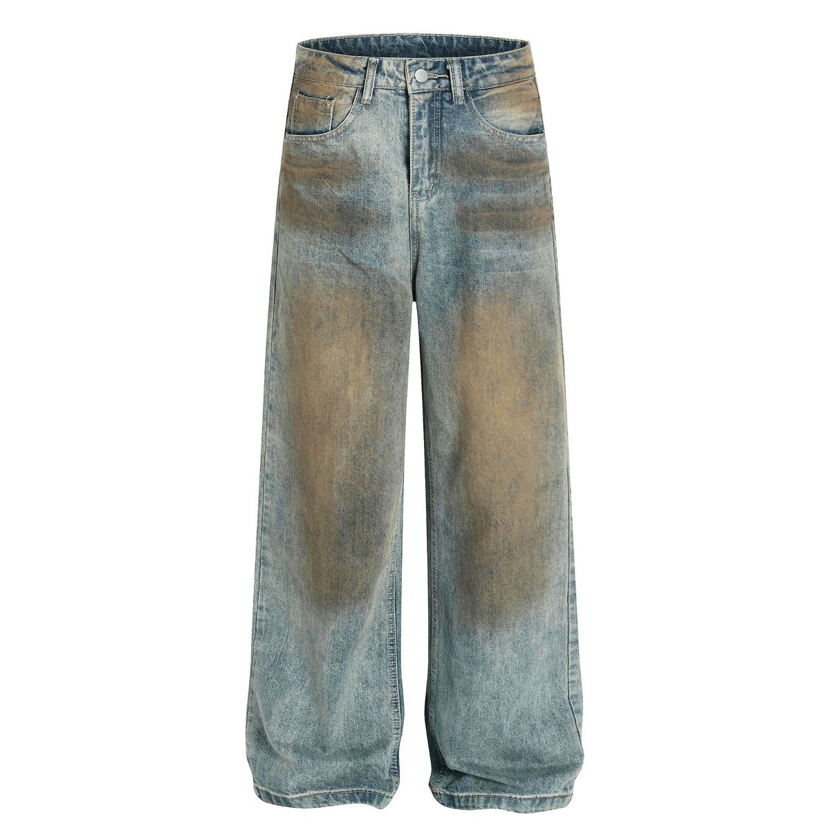 Men's Style Straight Fit Mid-Rise Cotton Blend Jeans - Classic Blue Denim Pants For Casual Wear_mkmklike.com