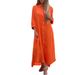 women's dress cotton and linen shirt long skirt fashion casual long sleeved cardigan dress_mkmklike.com