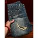 Men's Clothing Men's High-End Ripped And Patched Style Slim Fit Jeans Distressed Trendy Fashionable Long Pants_mkmklike.com