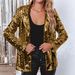 Women's Clothing new commuter style cardigan lapel long sleeved sequined casual suit_mkmklike.com