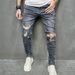 Men’s Skinny Jeans – Trendy Patch Hole Denim Pants, Slim Fit, Stretch Comfort, American High Street Style_mkmklike.com