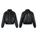 Eon Modish 25 Autumn New High-Quality Simple Loose Lychee PU Leather Jacket Coat_mkmklike.com