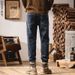 Men's American Vintage Tapered Jeans – High Street Stretch Denim Pants (67.8% Cotton, Washed & Distressed, Slim Straight Fit)_mkmklike.com