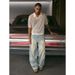 Men's High Street Distressed Raw Hem Washed Denim Jeans - Loose Fit Wide Leg Straight Pants For Streetwear Fashion_mkmklike.com