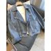 Women's Clothing Vintage French Denim Jacket - Oversized Casual Blouse With Classic Lapel, Long Sleeve, Comfortable Polyester Blend (Blue, S/M/L/XL)_mkmklike.com