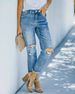 Women's fashion trend Ripped jeans Women's trousers blue_mkmklike.com