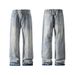 American Retro Lightning Pattern Flared Jeans For Men, Autumn Winter Trendy Brand, Stylish And Slimming, Plus Size,_mkmklike.com