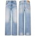 Men's Light Blue Washed Vintage Straight-Leg Jeans – Classic Denim With Distressed Whiskering & Retro Styling_mkmklike.com