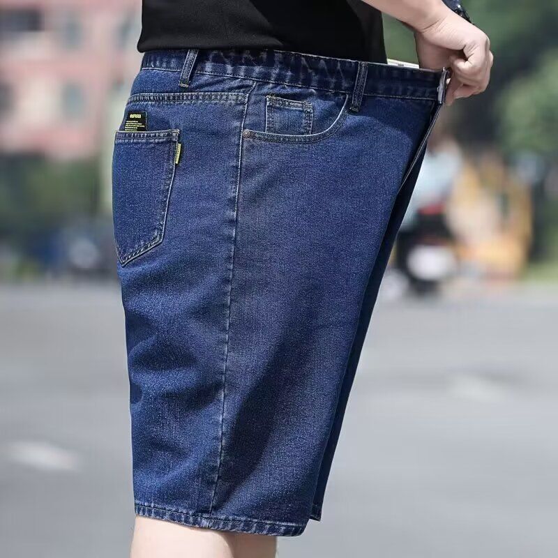 Men's Summer Thin Denim Shorts Loose Straight Leg Five Point Length Mid-Length plus Size 7/8 Length Riding Pants Extra Large_mkmklike.com