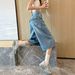Women's High-Waisted Slimming Cropped Wide Leg Jeans American Retro Style Loose Straight Leg Six Point mid Length Summer Pants_mkmklike.com