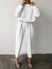 Women's loose solid color long-sleeved casual two-piece set_mkmklike.com